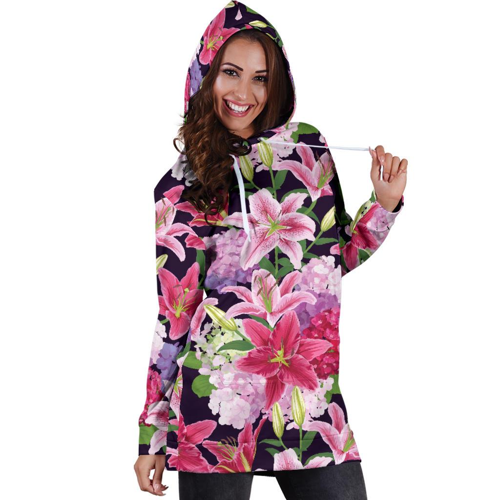 Lily Pattern Print Design LY017 Women Hoodie Dress