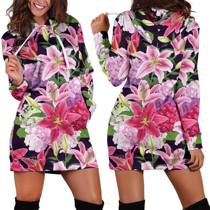 Lily Pattern Print Design LY017 Women Hoodie Dress