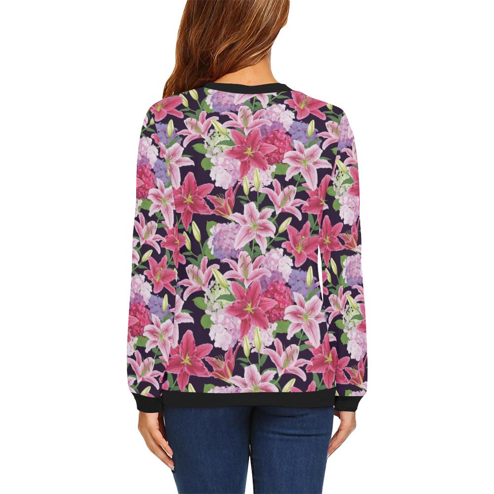 Lily Pattern Print Design LY017 Women Long Sleeve Sweatshirt-JorJune