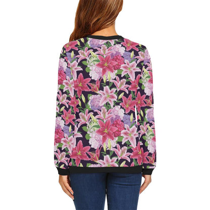 Lily Pattern Print Design LY017 Women Long Sleeve Sweatshirt-JorJune