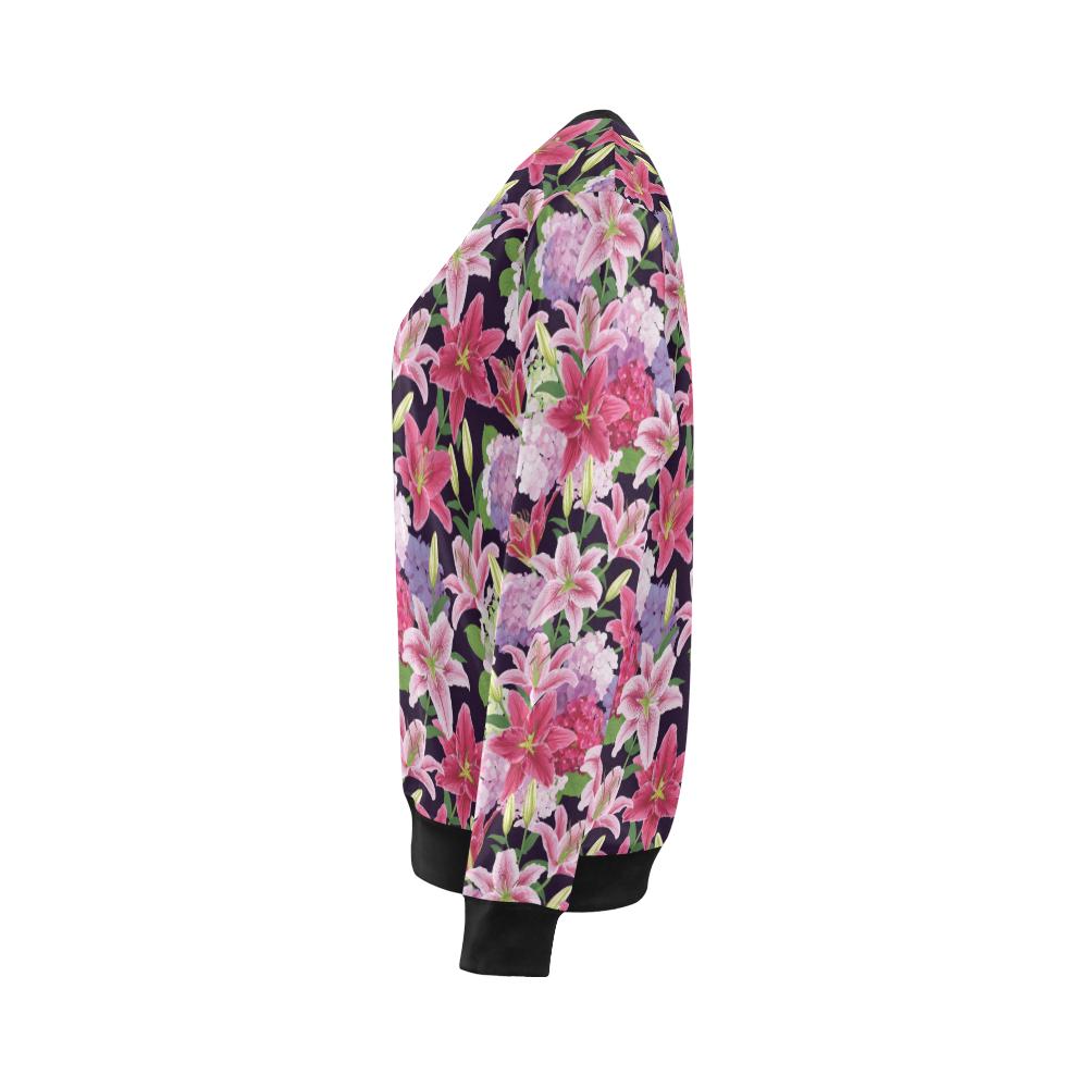 Lily Pattern Print Design LY017 Women Long Sleeve Sweatshirt-JorJune