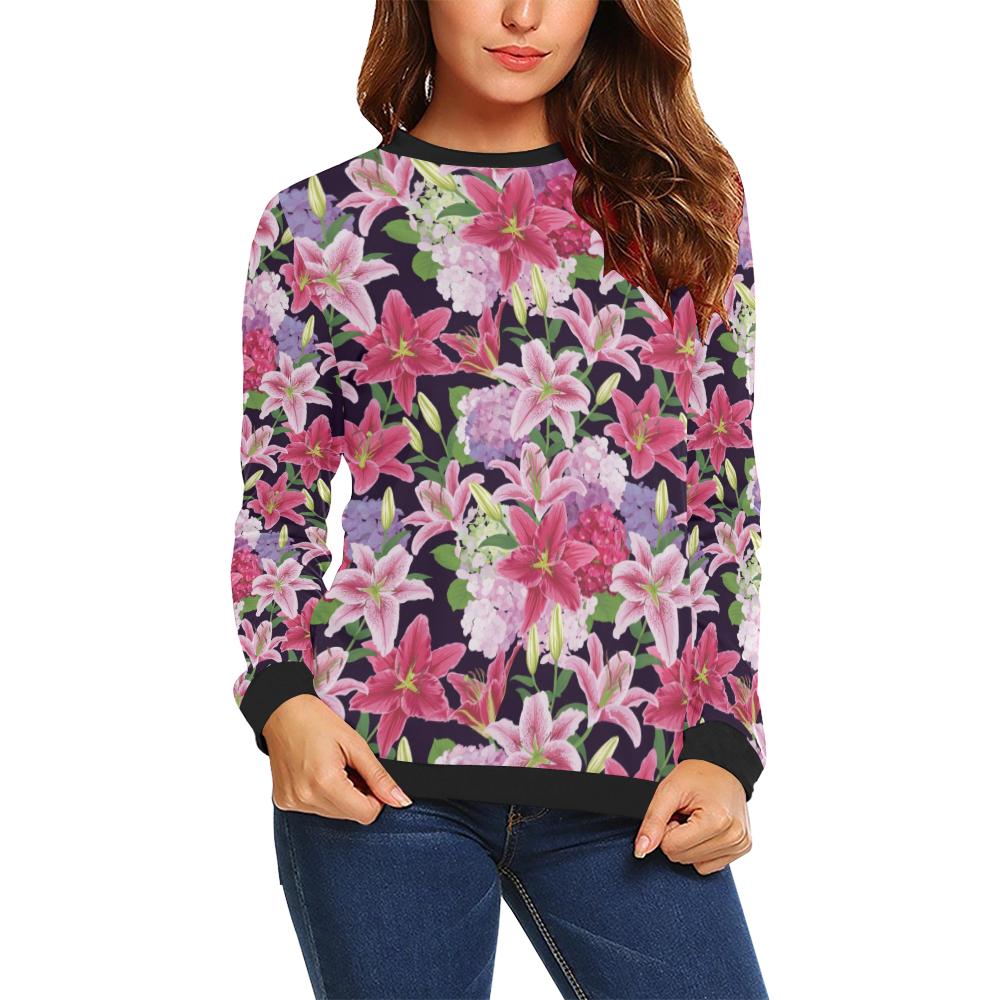 Lily Pattern Print Design LY017 Women Long Sleeve Sweatshirt-JorJune