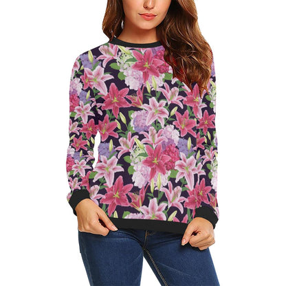 Lily Pattern Print Design LY017 Women Long Sleeve Sweatshirt-JorJune
