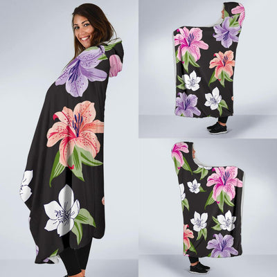Lily Pattern Print Design LY02 Hooded Blanket-JORJUNE.COM