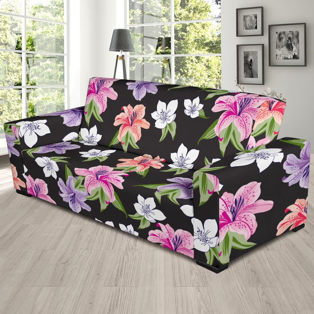 Lily Pattern Print Design LY02 Sofa Slipcover-JORJUNE.COM