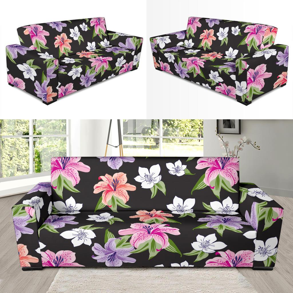 Lily Pattern Print Design LY02 Sofa Slipcover-JORJUNE.COM