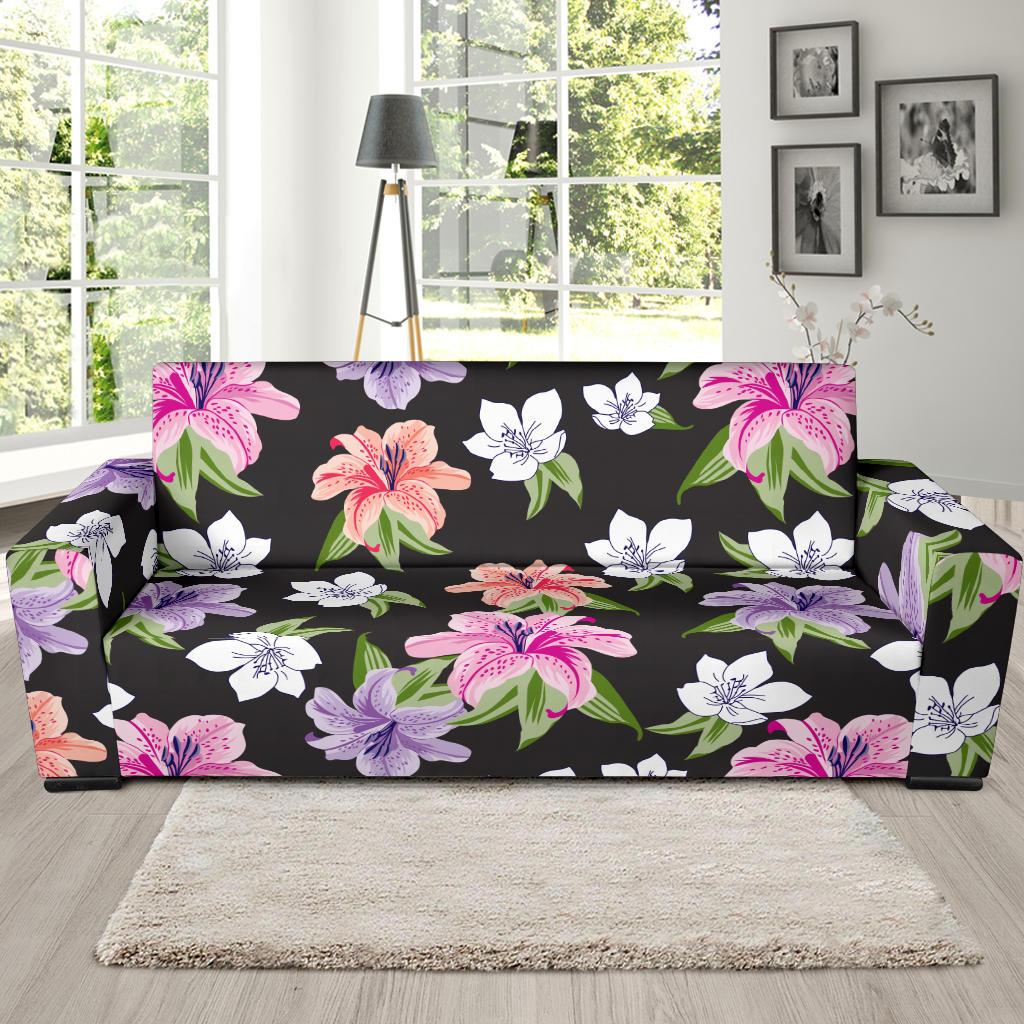 Lily Pattern Print Design LY02 Sofa Slipcover-JORJUNE.COM