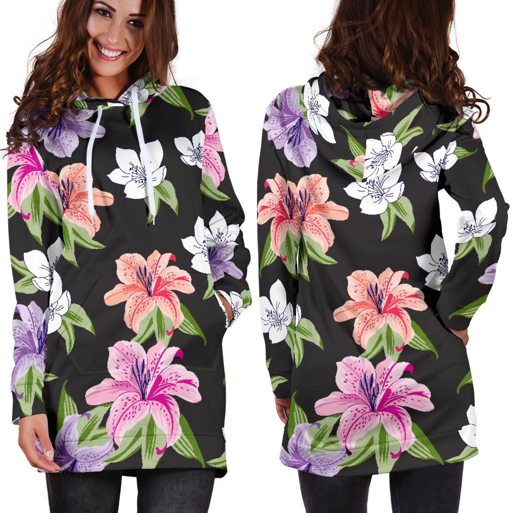 Lily Pattern Print Design LY02 Women Hoodie Dress