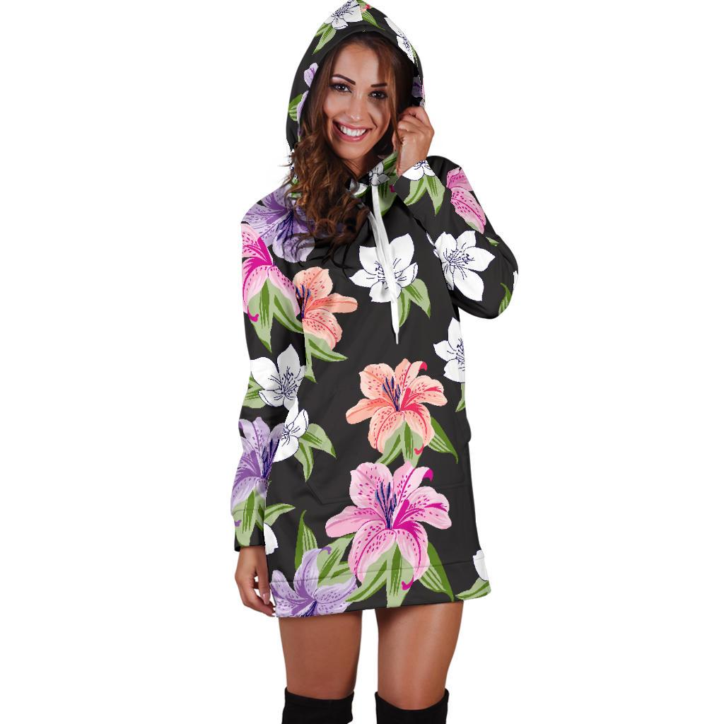 Lily Pattern Print Design LY02 Women Hoodie Dress