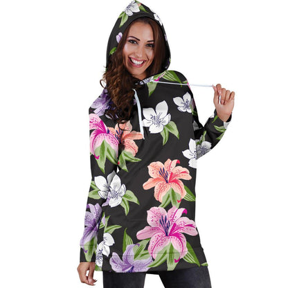 Lily Pattern Print Design LY02 Women Hoodie Dress