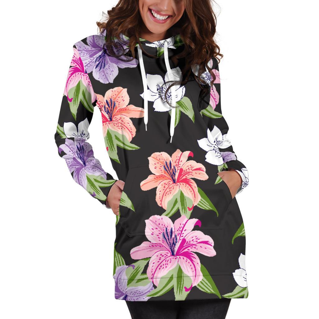 Lily Pattern Print Design LY02 Women Hoodie Dress
