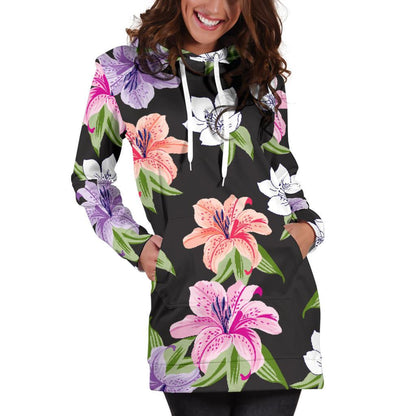 Lily Pattern Print Design LY02 Women Hoodie Dress