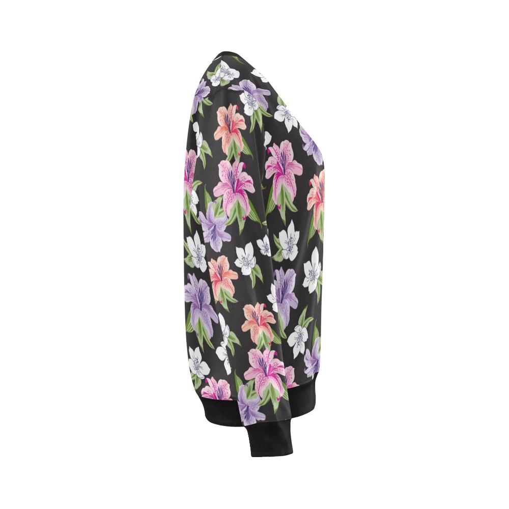 Lily Pattern Print Design LY02 Women Long Sleeve Sweatshirt-JorJune