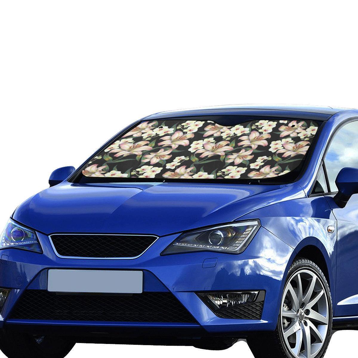 Lily Pattern Print Design LY03 Car Sun Shade-JorJune