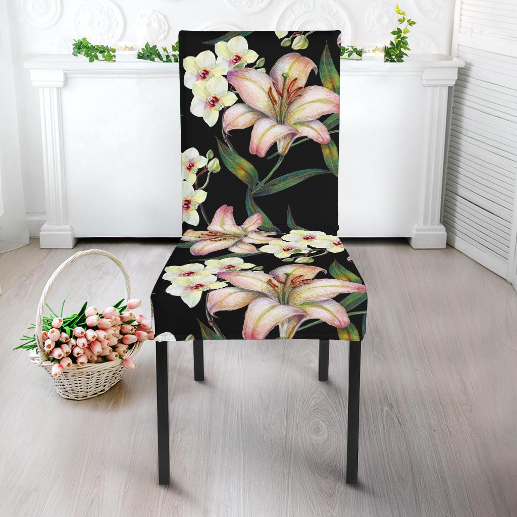 Lily Pattern Print Design LY03 Dining Chair Slipcover-JORJUNE.COM