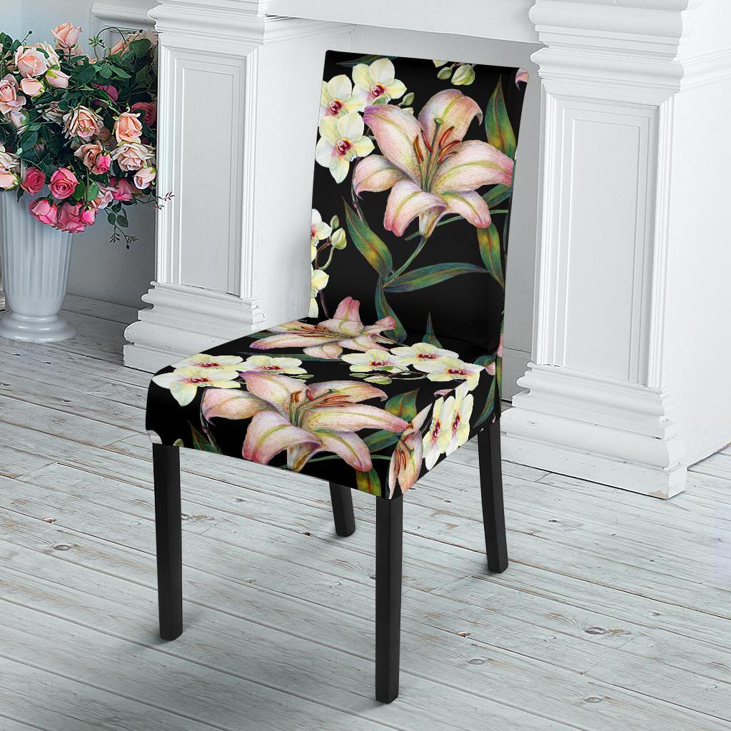 Lily Pattern Print Design LY03 Dining Chair Slipcover-JORJUNE.COM