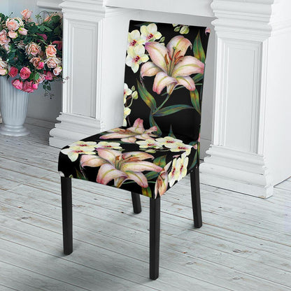Lily Pattern Print Design LY03 Dining Chair Slipcover-JORJUNE.COM