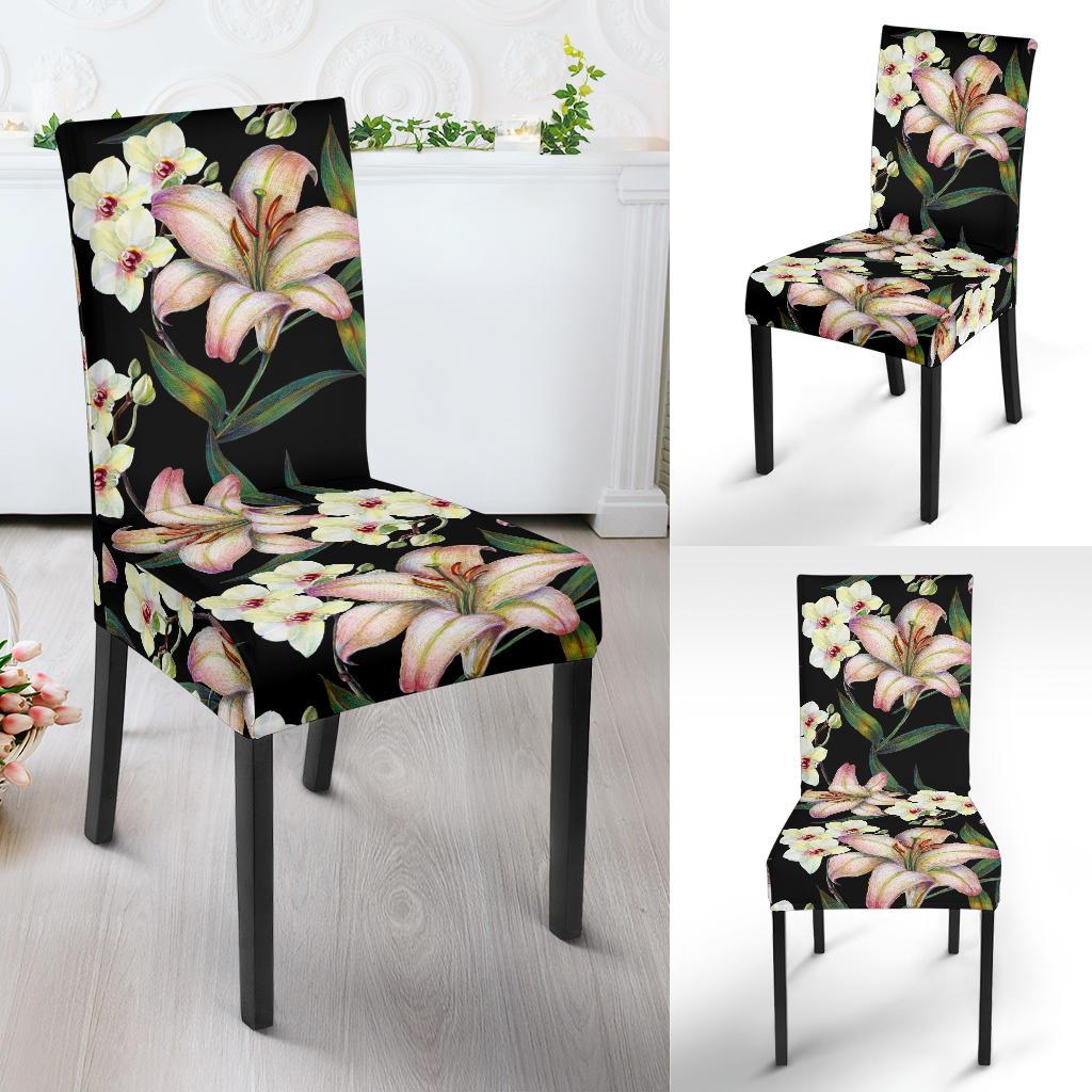 Lily Pattern Print Design LY03 Dining Chair Slipcover-JORJUNE.COM