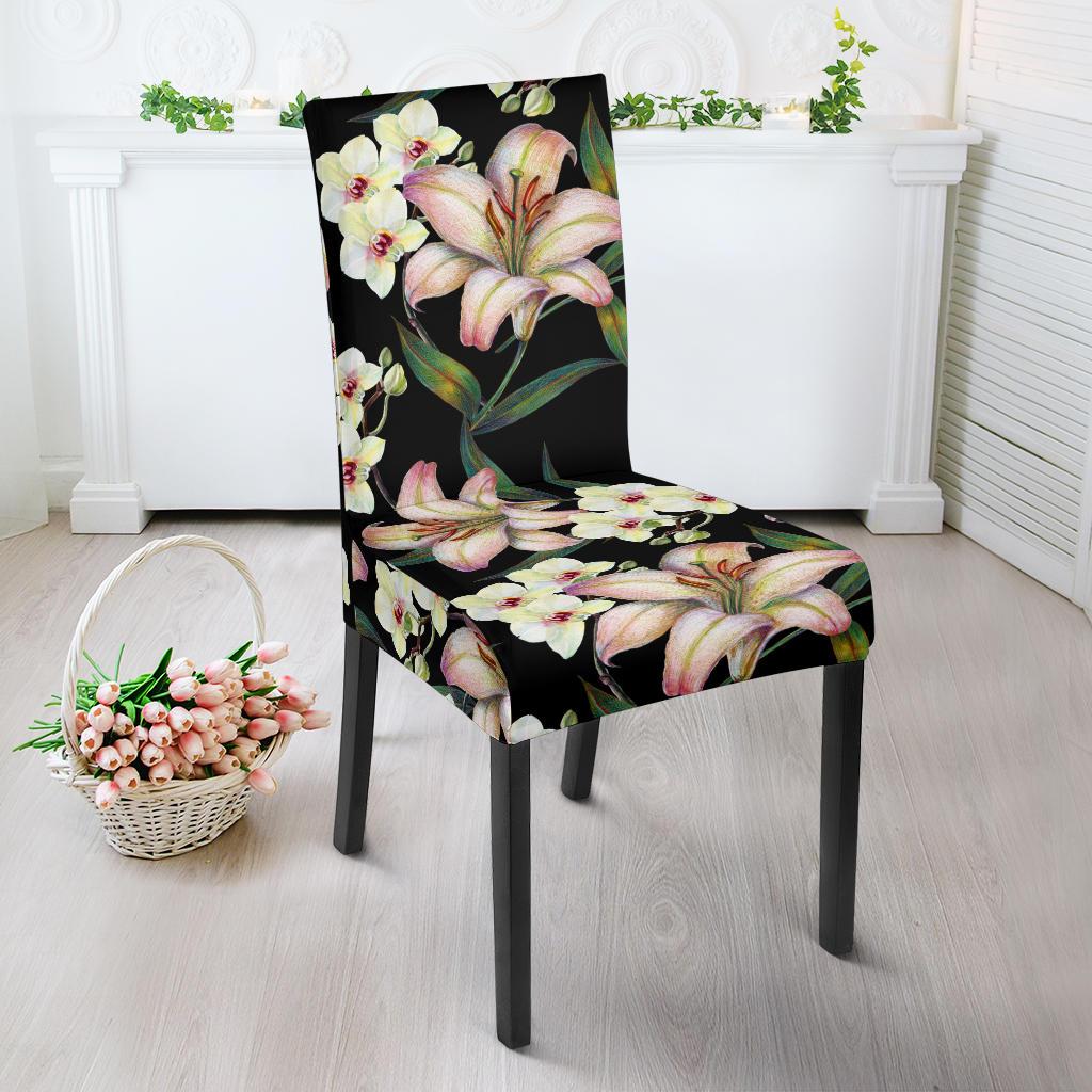 Lily Pattern Print Design LY03 Dining Chair Slipcover-JORJUNE.COM