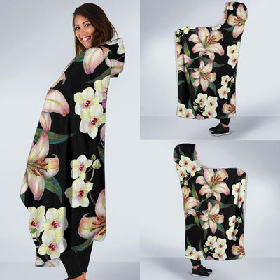 Lily Pattern Print Design LY03 Hooded Blanket-JORJUNE.COM