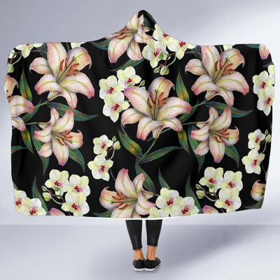 Lily Pattern Print Design LY03 Hooded Blanket-JORJUNE.COM