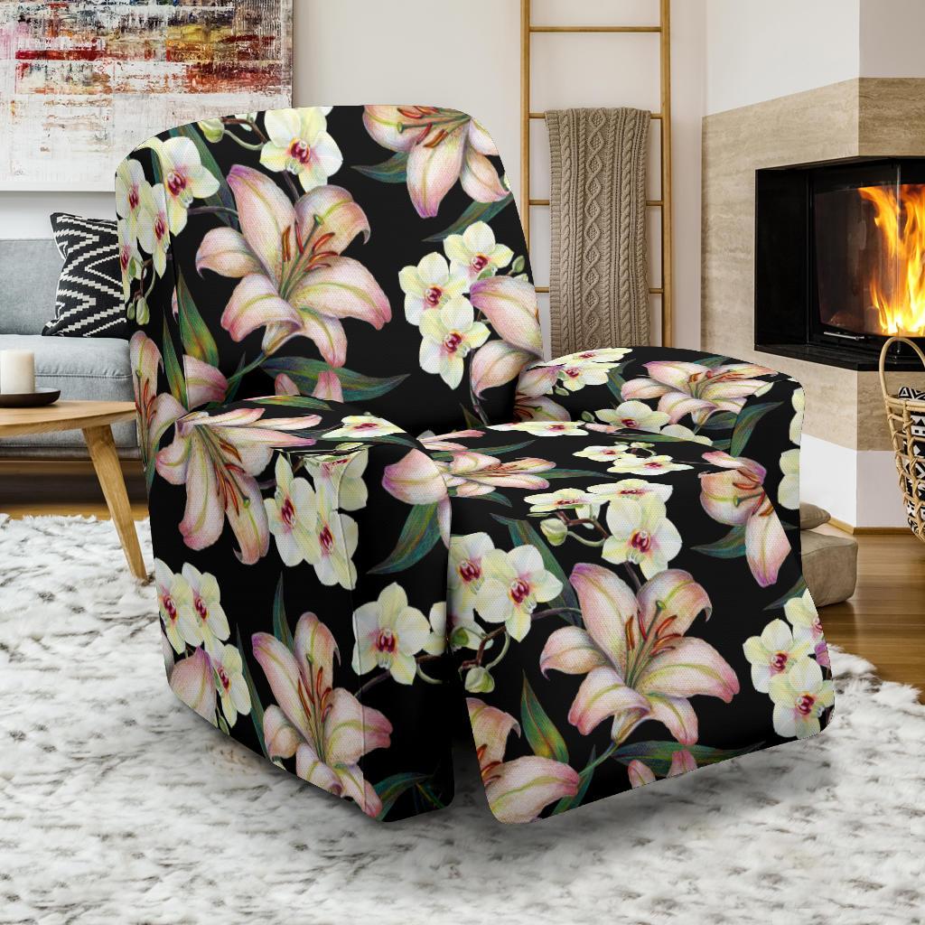 Lily Pattern Print Design LY03 Recliner Slipcover-JORJUNE.COM