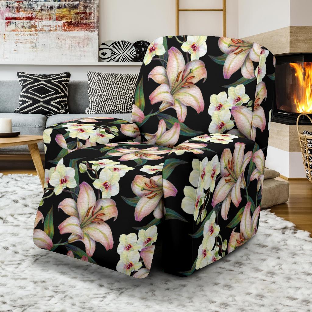 Lily Pattern Print Design LY03 Recliner Slipcover-JORJUNE.COM