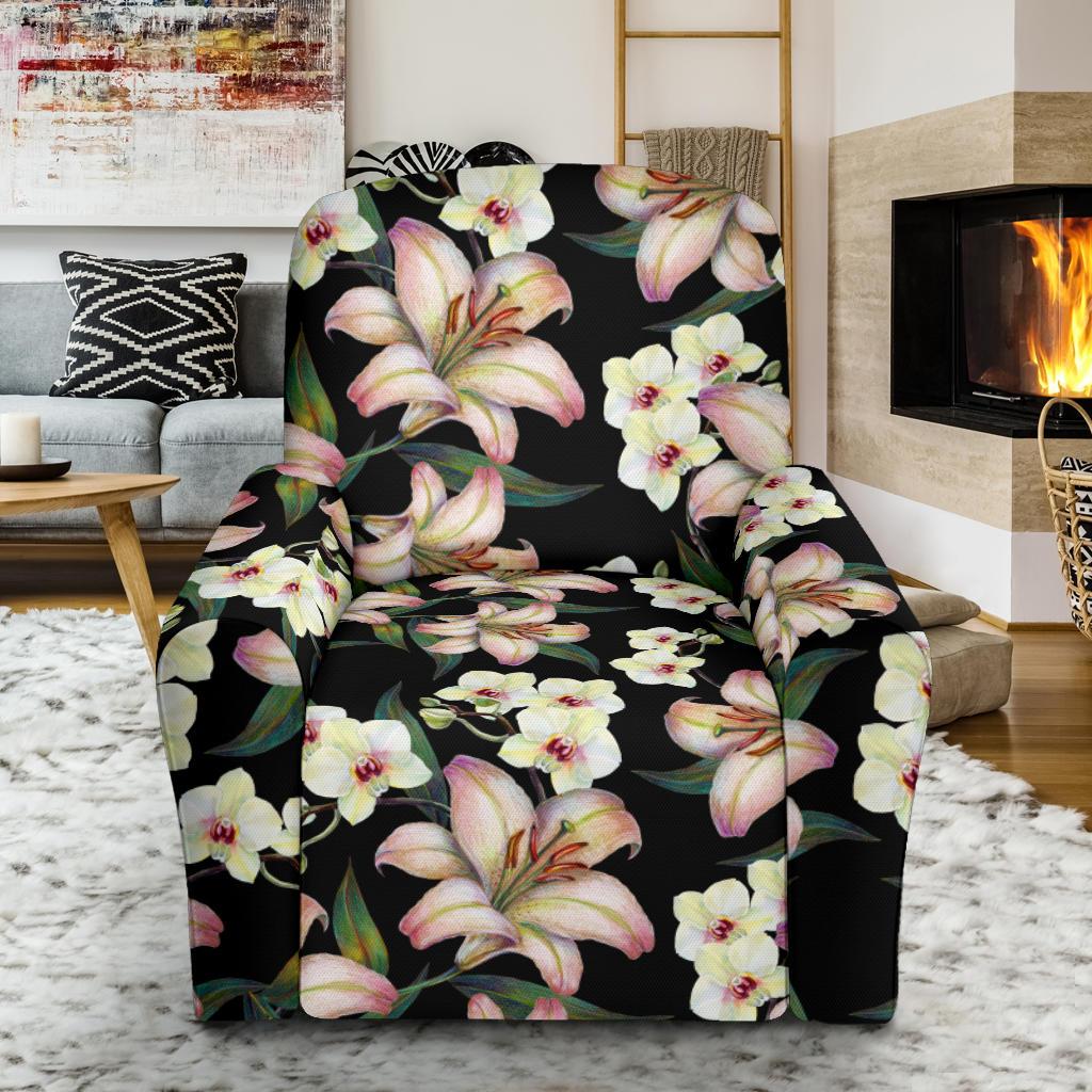 Lily Pattern Print Design LY03 Recliner Slipcover-JORJUNE.COM