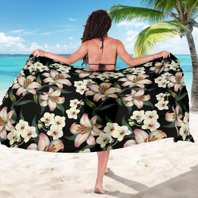 Lily Pattern Print Design LY03 Sarong Pareo Wrap-JORJUNE.COM