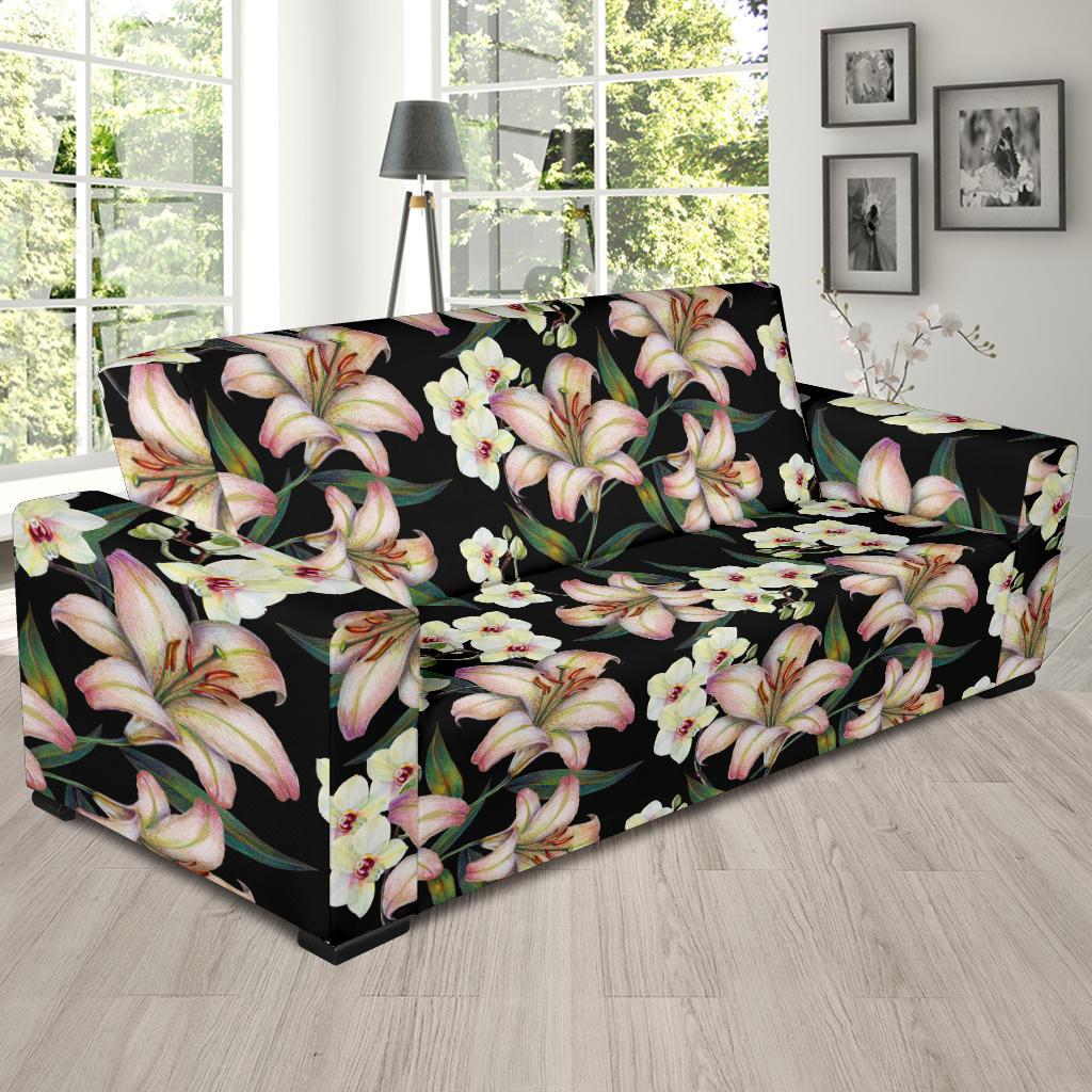 Lily Pattern Print Design LY03 Sofa Slipcover-JORJUNE.COM
