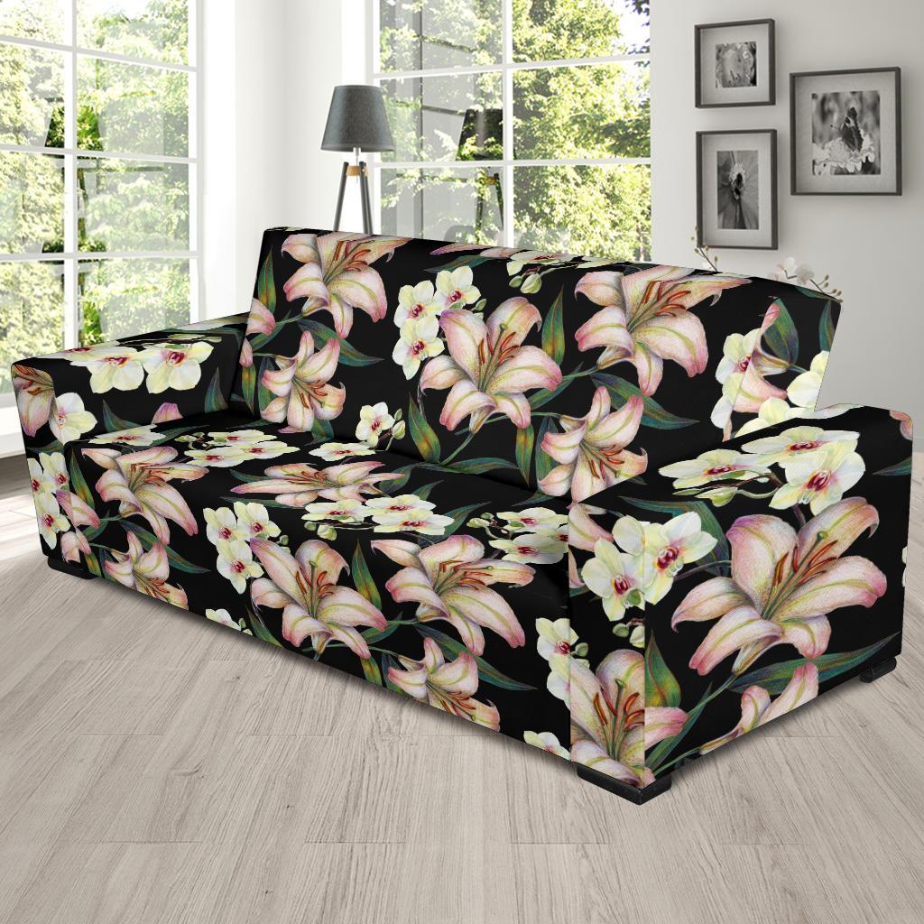 Lily Pattern Print Design LY03 Sofa Slipcover-JORJUNE.COM