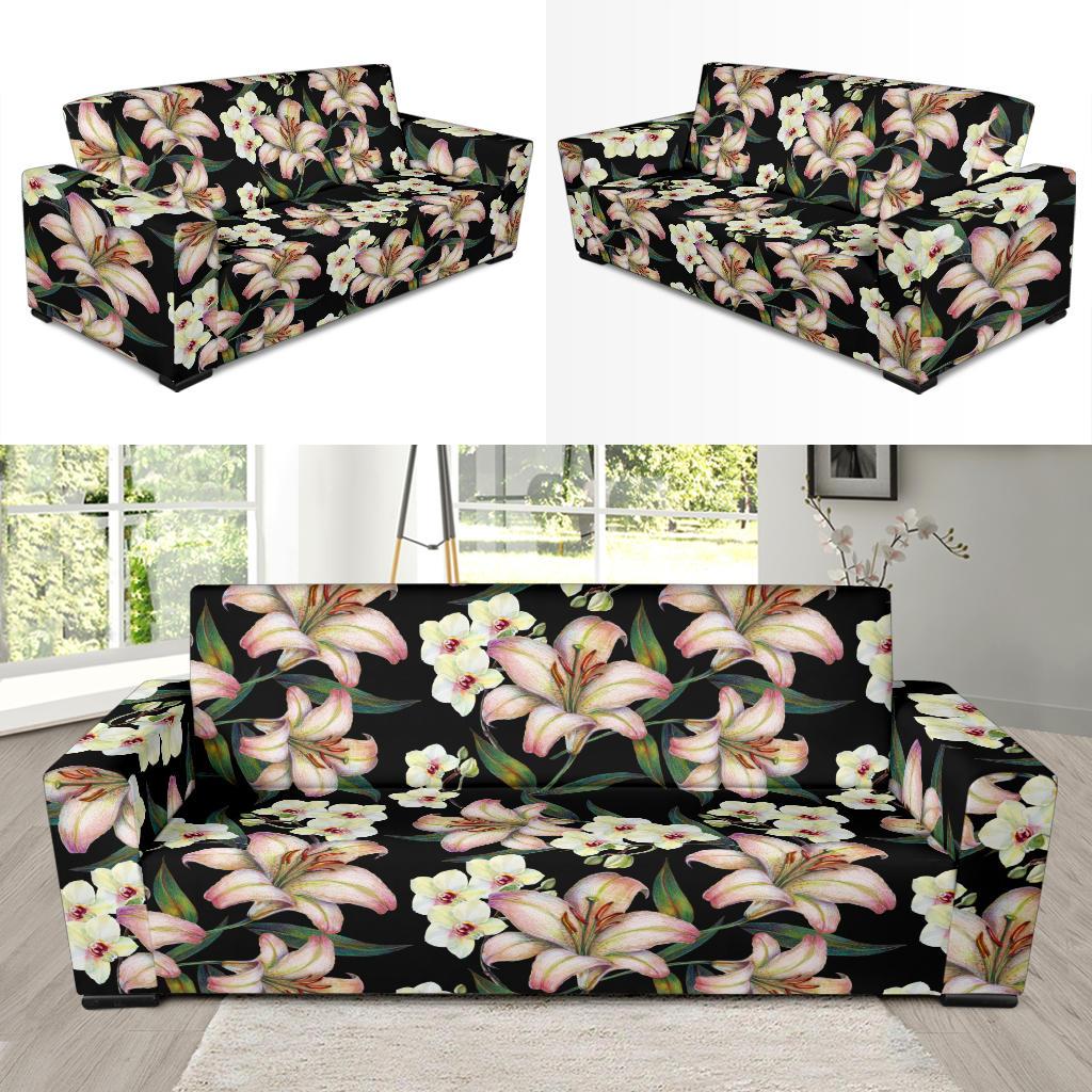 Lily Pattern Print Design LY03 Sofa Slipcover-JORJUNE.COM