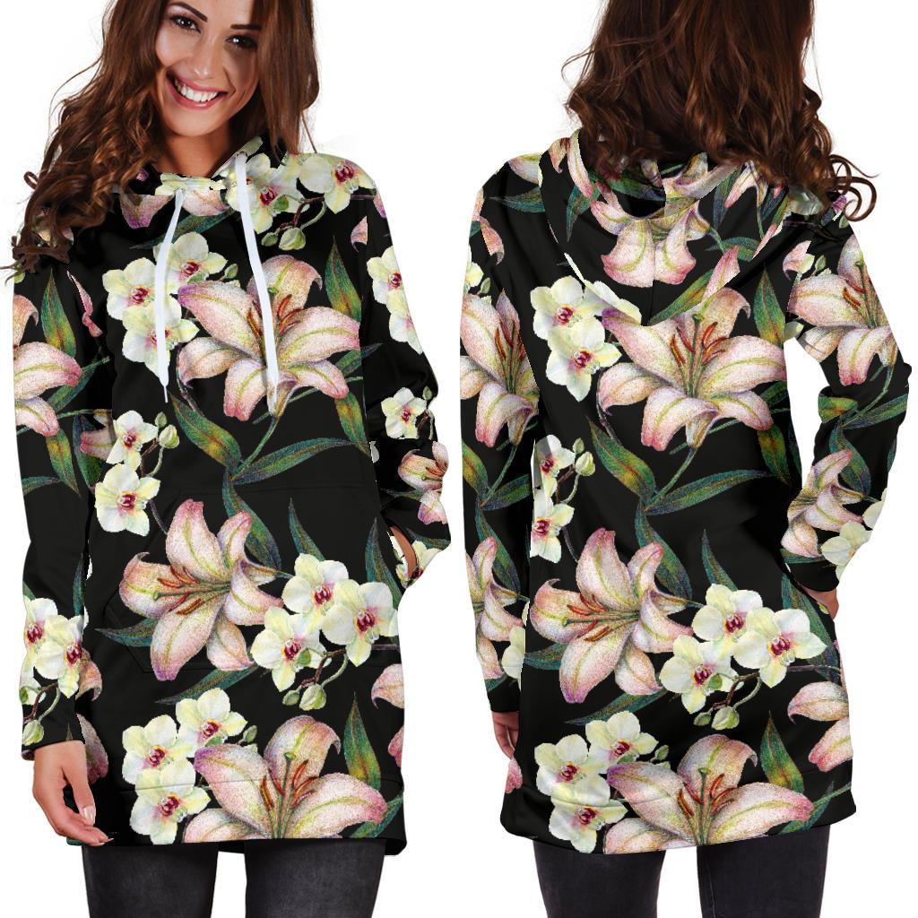 Lily Pattern Print Design LY03 Women Hoodie Dress