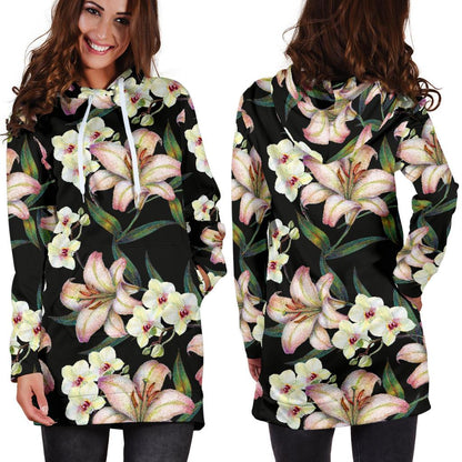 Lily Pattern Print Design LY03 Women Hoodie Dress