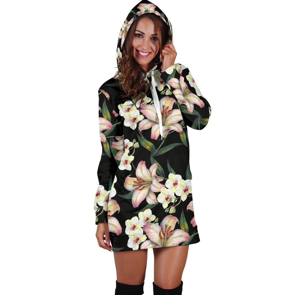 Lily Pattern Print Design LY03 Women Hoodie Dress