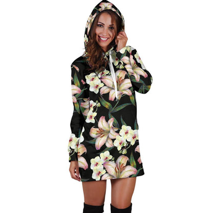 Lily Pattern Print Design LY03 Women Hoodie Dress