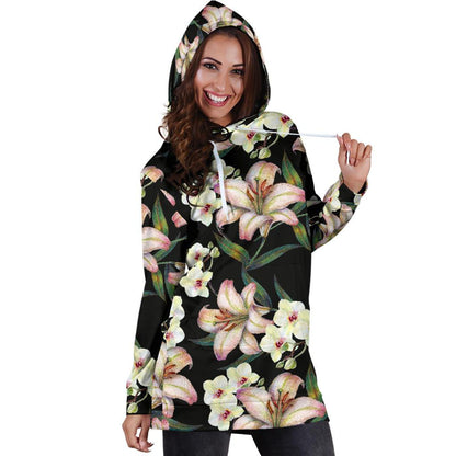 Lily Pattern Print Design LY03 Women Hoodie Dress
