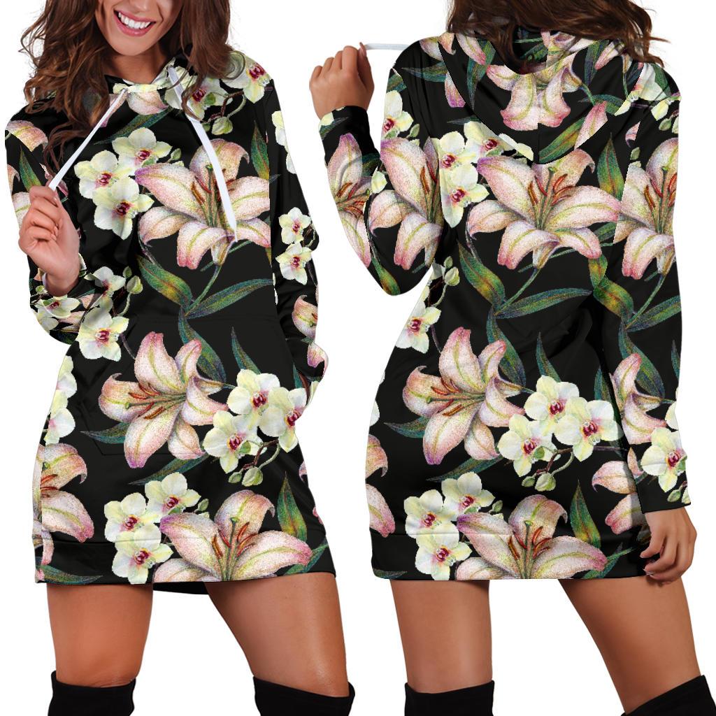Lily Pattern Print Design LY03 Women Hoodie Dress