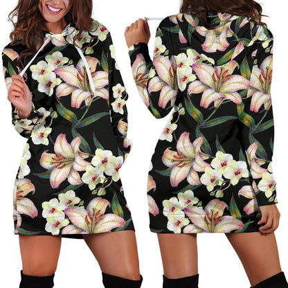 Lily Pattern Print Design LY03 Women Hoodie Dress