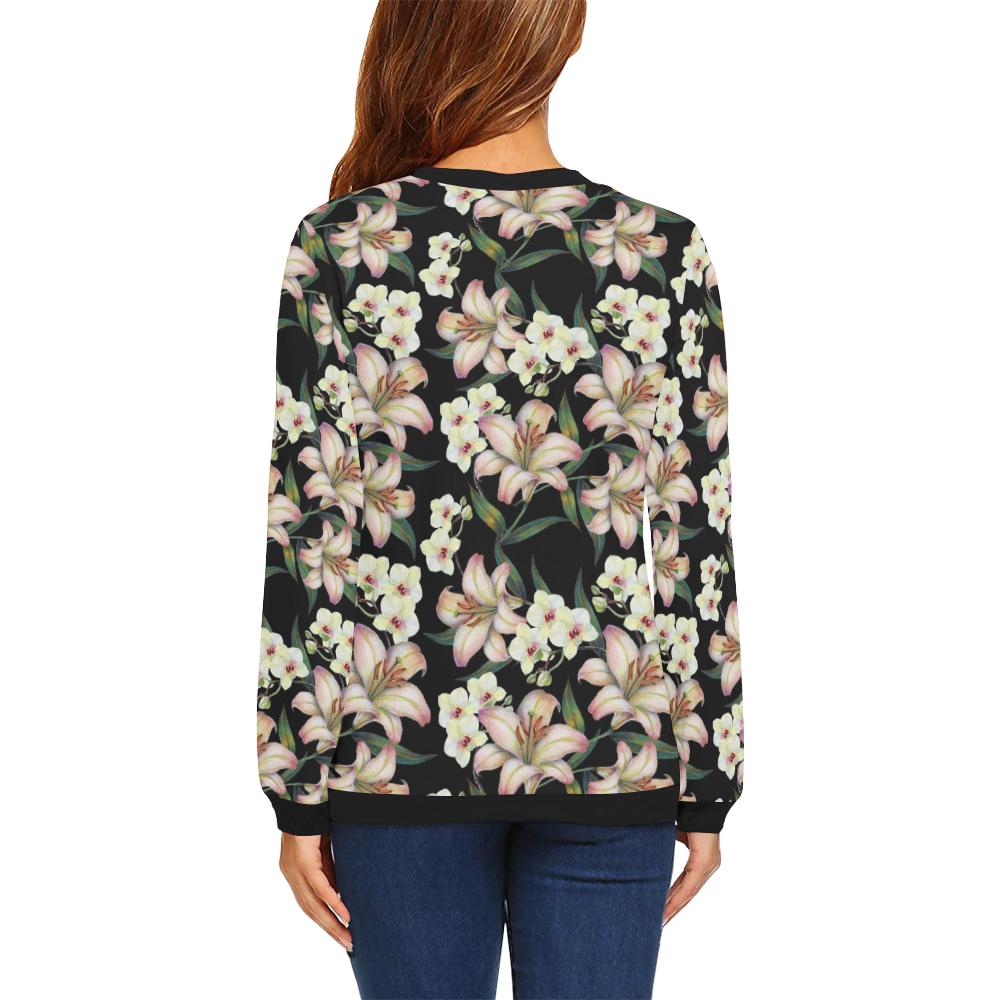 Lily Pattern Print Design LY03 Women Long Sleeve Sweatshirt-JorJune