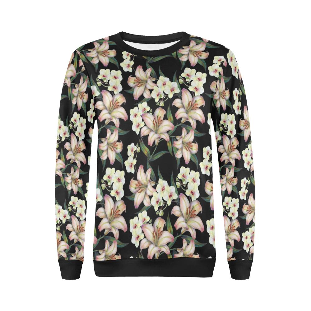 Lily Pattern Print Design LY03 Women Long Sleeve Sweatshirt-JorJune