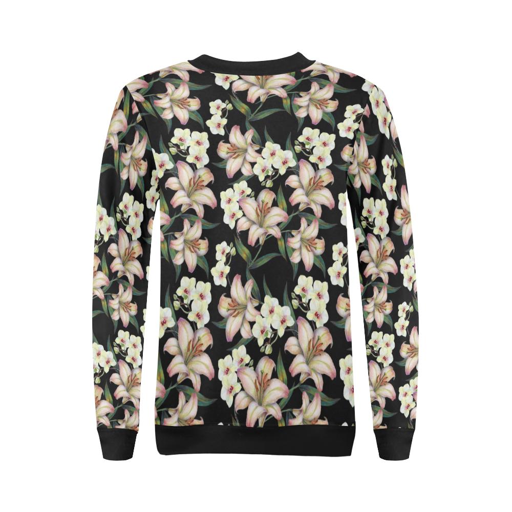 Lily Pattern Print Design LY03 Women Long Sleeve Sweatshirt-JorJune