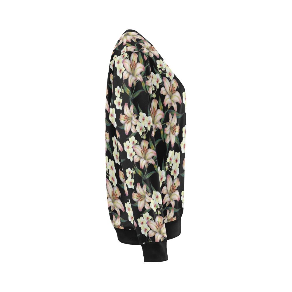 Lily Pattern Print Design LY03 Women Long Sleeve Sweatshirt-JorJune