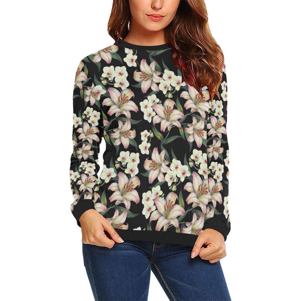 Lily Pattern Print Design LY03 Women Long Sleeve Sweatshirt-JorJune