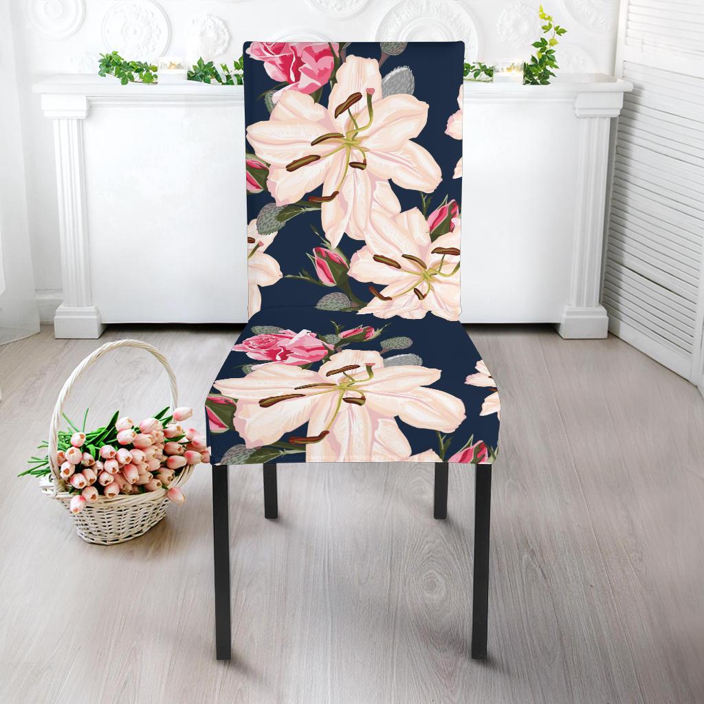 Lily Pattern Print Design LY04 Dining Chair Slipcover-JORJUNE.COM