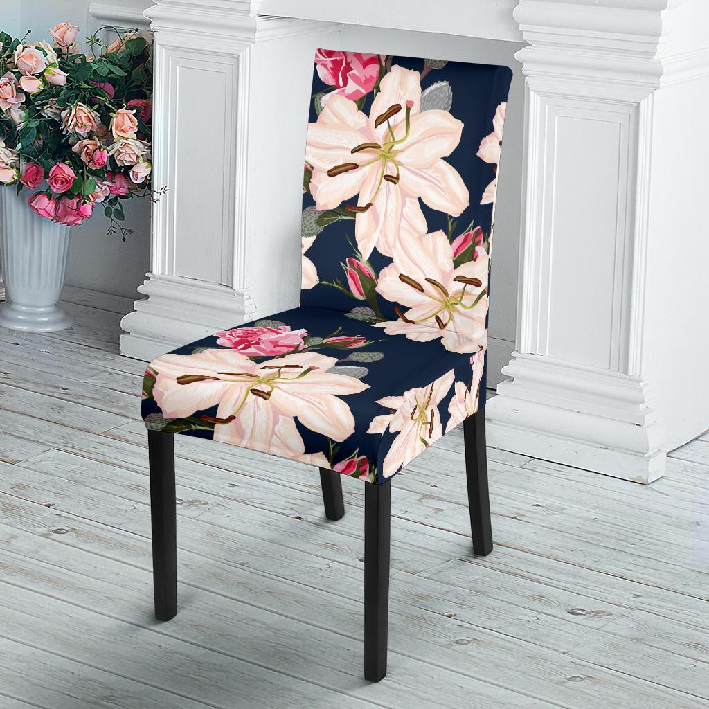 Lily Pattern Print Design LY04 Dining Chair Slipcover-JORJUNE.COM