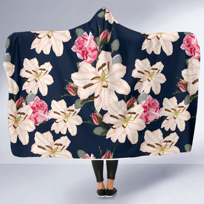Lily Pattern Print Design LY04 Hooded Blanket-JORJUNE.COM