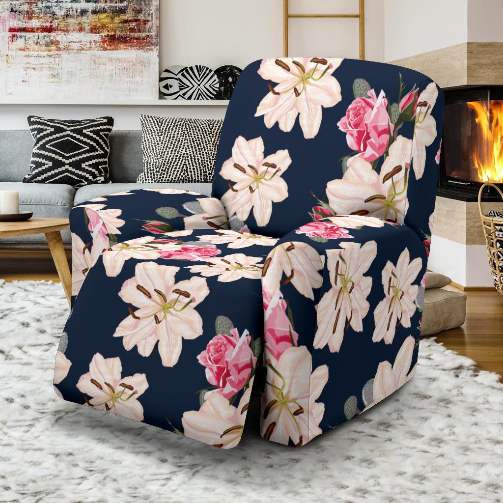 Lily Pattern Print Design LY04 Recliner Slipcover-JORJUNE.COM