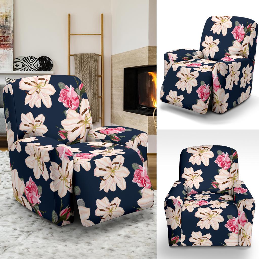 Lily Pattern Print Design LY04 Recliner Slipcover-JORJUNE.COM
