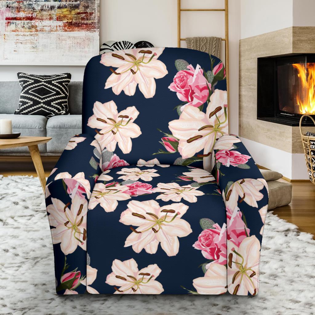 Lily Pattern Print Design LY04 Recliner Slipcover-JORJUNE.COM